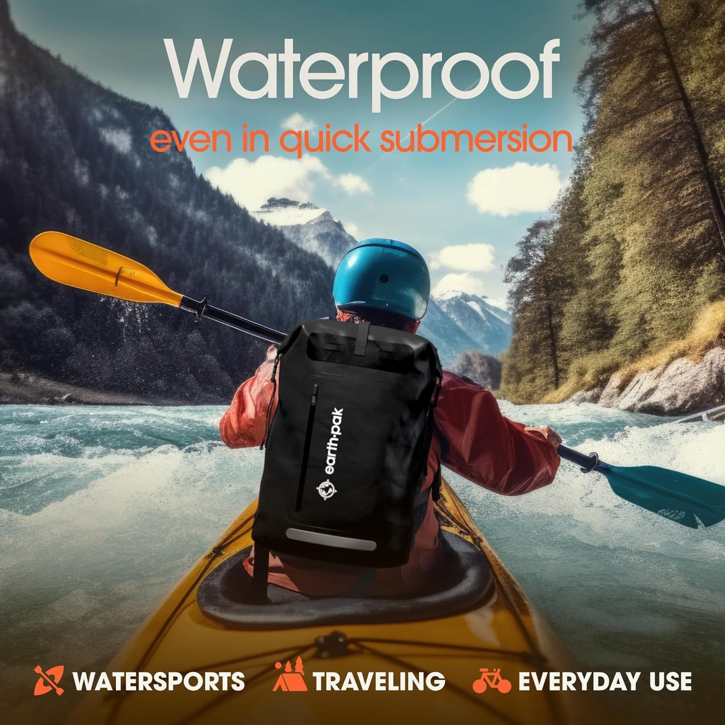Waterproof Backpack - Heavy Duty Hiking Backpack - Roll-Top Closure Bag - Cushioned Dry Bag Waterproof Phone Case