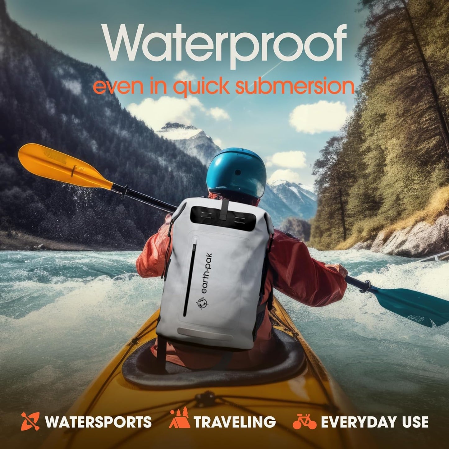 Waterproof Backpack - Heavy Duty Hiking Backpack - Roll-Top Closure Bag - Cushioned Dry Bag Waterproof Phone Case