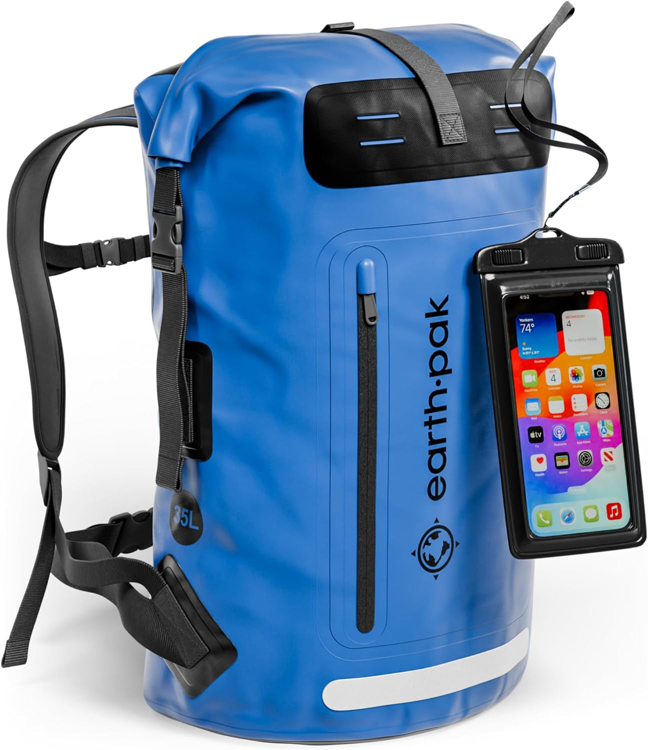 Waterproof Backpack - Heavy Duty Hiking Backpack - Roll-Top Closure Bag - Cushioned Dry Bag Waterproof Phone Case