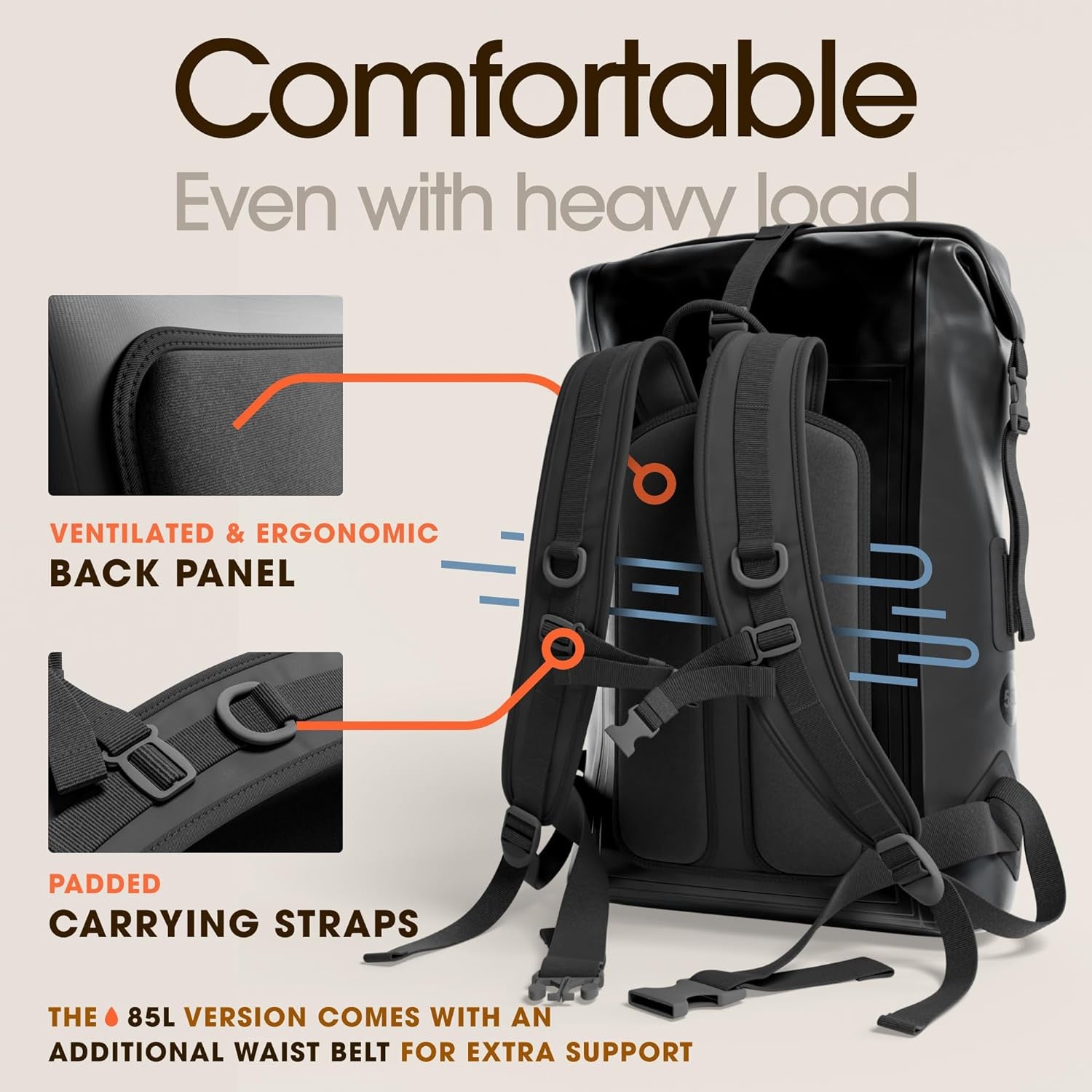 Waterproof Backpack - Heavy Duty Hiking Backpack - Roll-Top Closure Bag - Cushioned Dry Bag Waterproof Phone Case