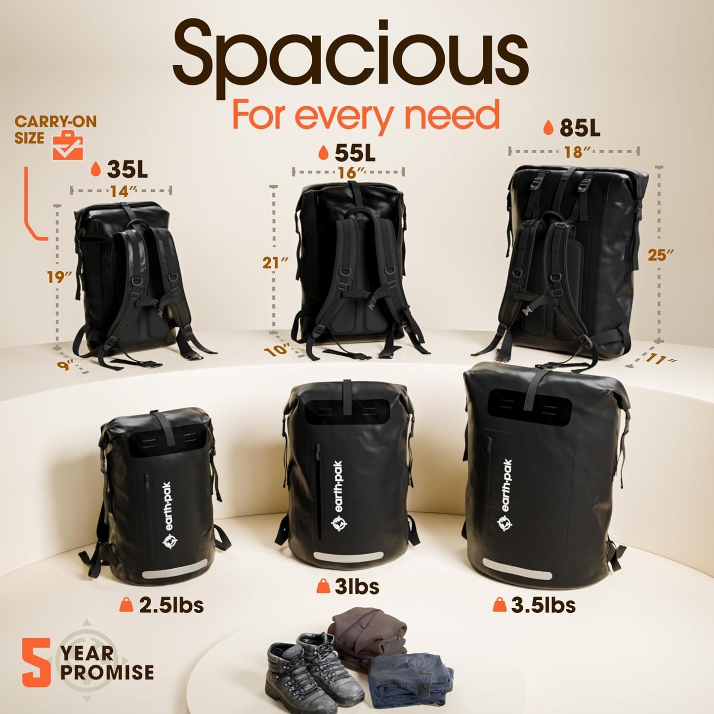 Waterproof Backpack - Heavy Duty Hiking Backpack - Roll-Top Closure Bag - Cushioned Dry Bag Waterproof Phone Case