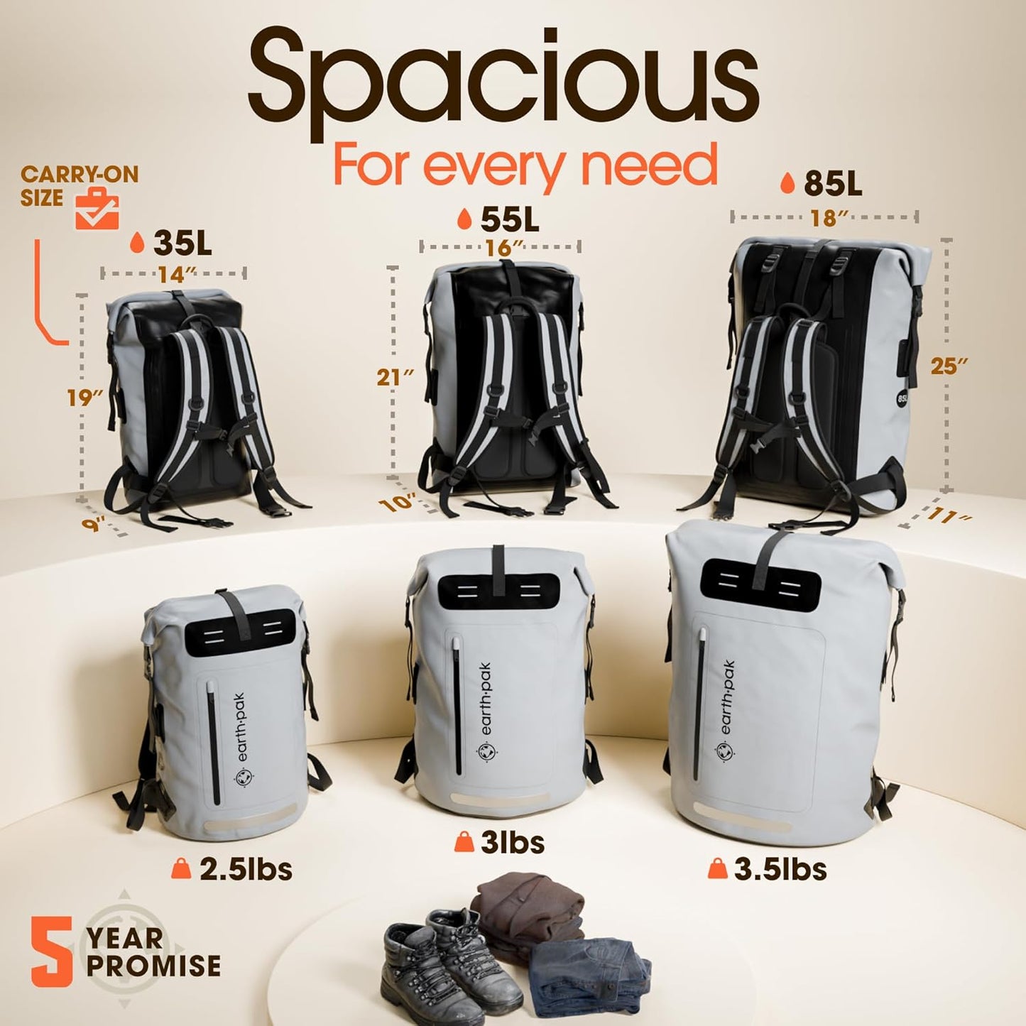 Waterproof Backpack - Heavy Duty Hiking Backpack - Roll-Top Closure Bag - Cushioned Dry Bag Waterproof Phone Case