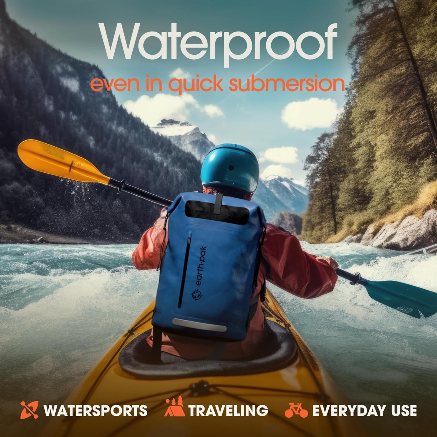 Waterproof Backpack - Heavy Duty Hiking Backpack - Roll-Top Closure Bag - Cushioned Dry Bag Waterproof Phone Case